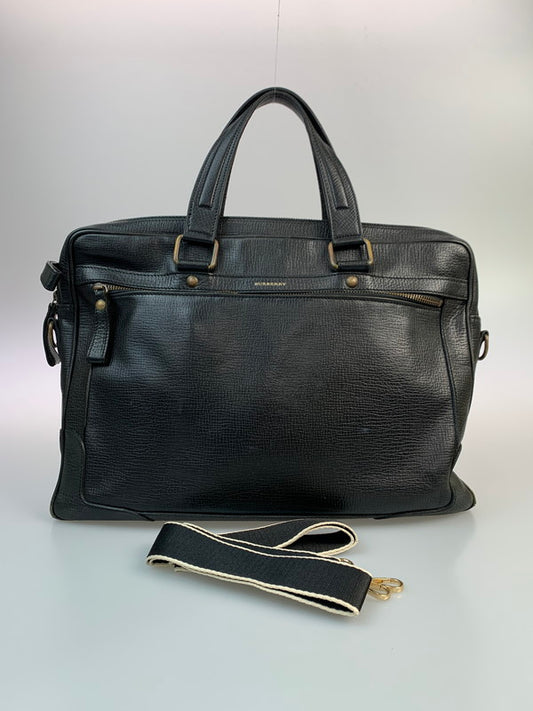 【中古品】【メンズ/レディース】 BURBERRY バーバリー 2WAY ALL LEATHER BAG オール レザー バッグ トートバッグ 革鞄 カバン 188-260303-em-24-min カラー：ブラック 万代Net店