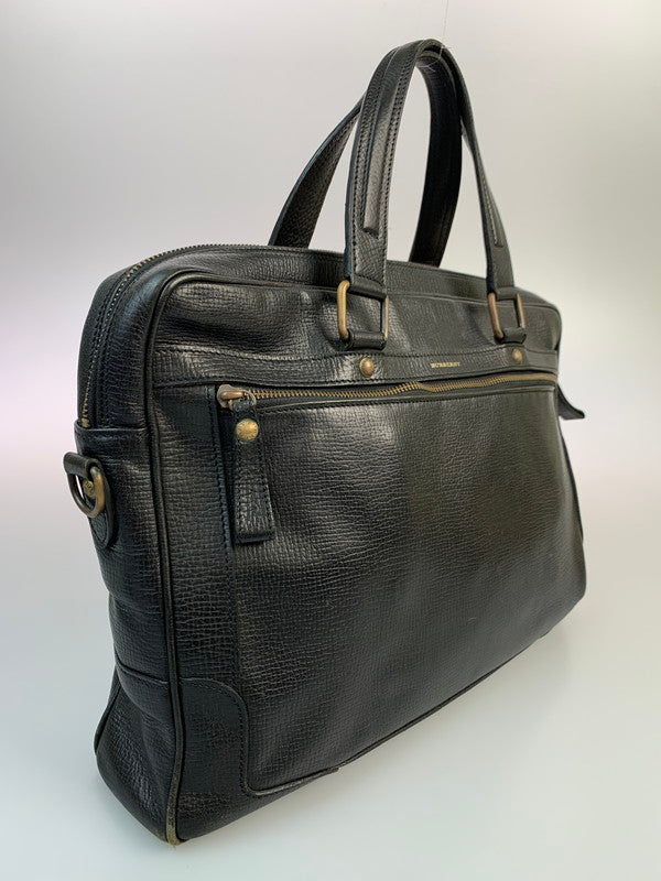 【中古品】【メンズ/レディース】 BURBERRY バーバリー 2WAY ALL LEATHER BAG オール レザー バッグ トートバッグ 革鞄 カバン 188-260303-em-24-min カラー：ブラック 万代Net店