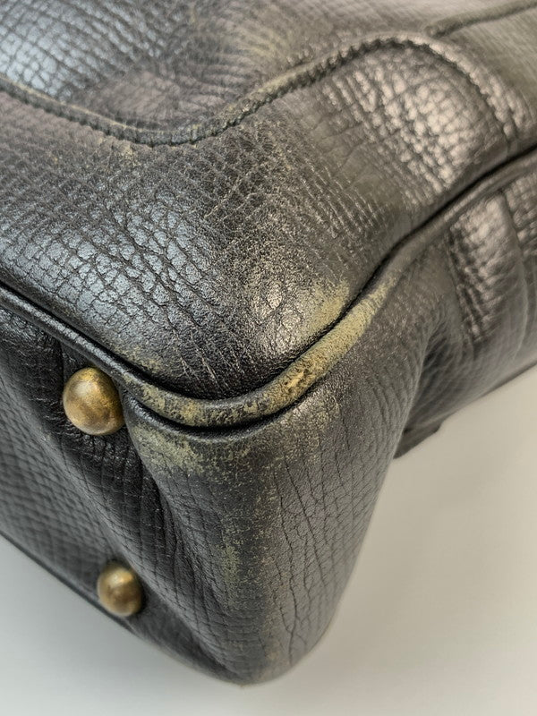 【中古品】【メンズ/レディース】 BURBERRY バーバリー 2WAY ALL LEATHER BAG オール レザー バッグ トートバッグ 革鞄 カバン 188-260303-em-24-min カラー：ブラック 万代Net店