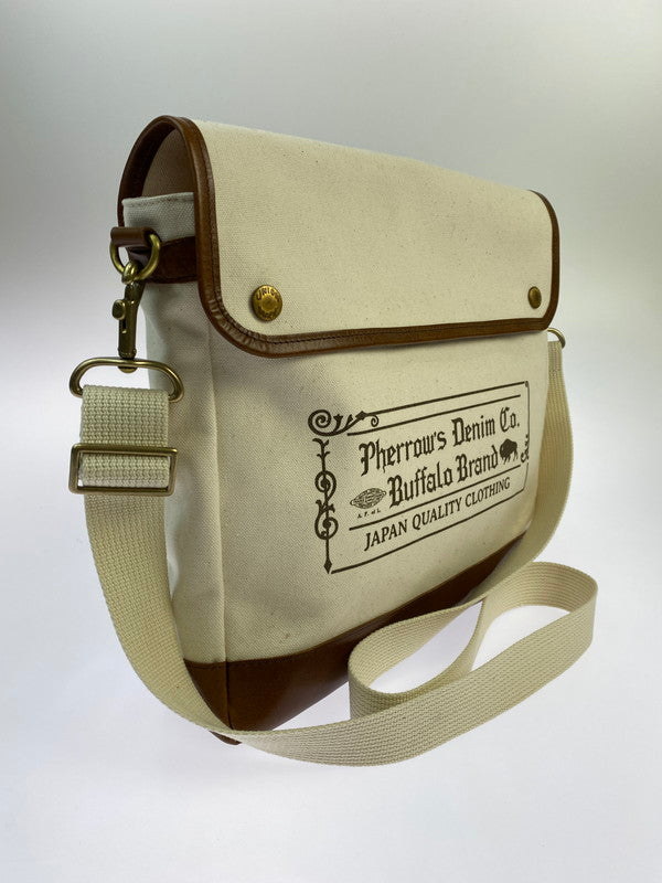 【中古美品】【メンズ/レディース】 PHERROWS フェローズ POSTMAN BAG NATURAL 25S-PBG1 ポストマンバッグ カバン 188-260306-jt-09-min カラー：オフホワイト 万代Net店