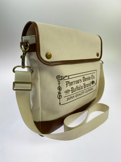 【中古美品】【メンズ/レディース】 PHERROWS フェローズ POSTMAN BAG NATURAL 25S-PBG1 ポストマンバッグ カバン 188-260306-jt-09-min カラー：オフホワイト 万代Net店