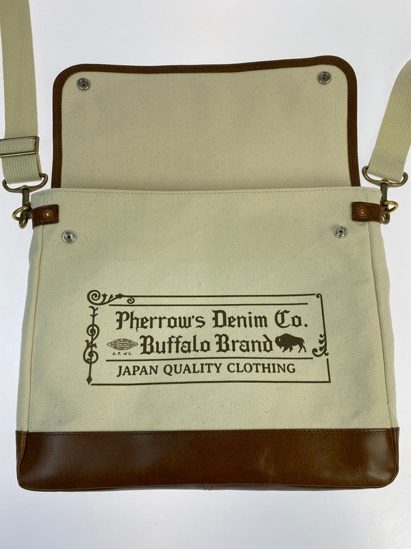 【中古美品】【メンズ/レディース】 PHERROWS フェローズ POSTMAN BAG NATURAL 25S-PBG1 ポストマンバッグ カバン 188-260306-jt-09-min カラー：オフホワイト 万代Net店