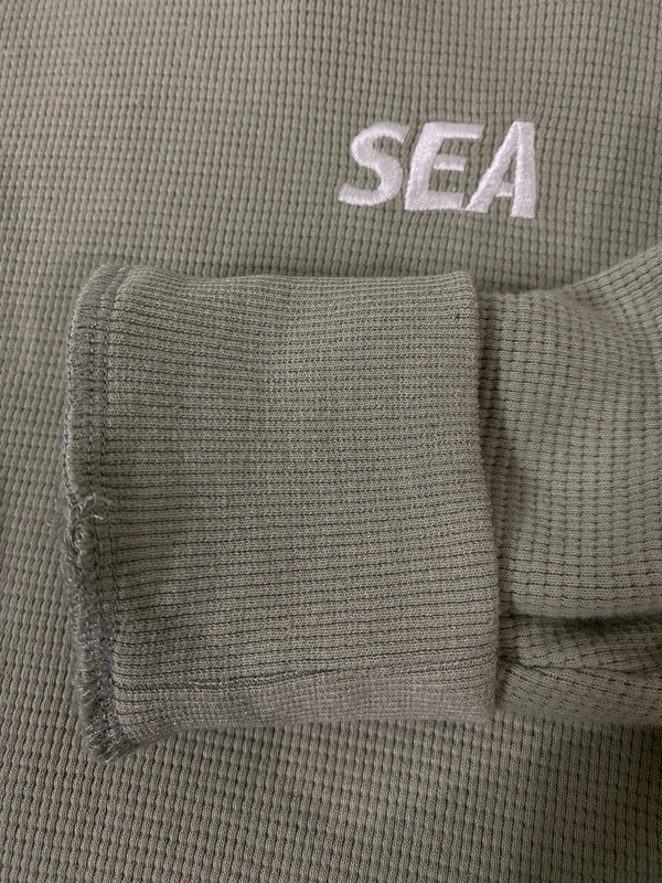 【中古品】【メンズ】 WIND AND SEA ウィンダンシー ES＿W＿RAGLAN CREW NECK WAFFLE SHIRT GREEN WDS－O－ESS メンズ クルーネック 長袖 142-260630-hu-26-min サイズ：XL カラー：ライトグリーン 万代Net店