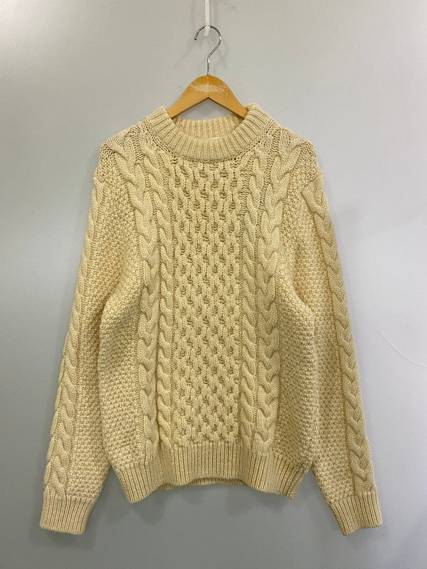【中古品】【メンズ】 SAINT LAURENT サンローラン CABLE KNIT SWEATER ケーブルニットセーター アランセーター メンズ トップス ニット 141-260227-em-27-min サイズ：L カラー：アイボリー 万代Net店