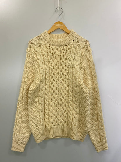 【中古品】【メンズ】 SAINT LAURENT サンローラン CABLE KNIT SWEATER ケーブルニットセーター アランセーター メンズ トップス ニット 141-260227-em-27-min サイズ：L カラー：アイボリー 万代Net店