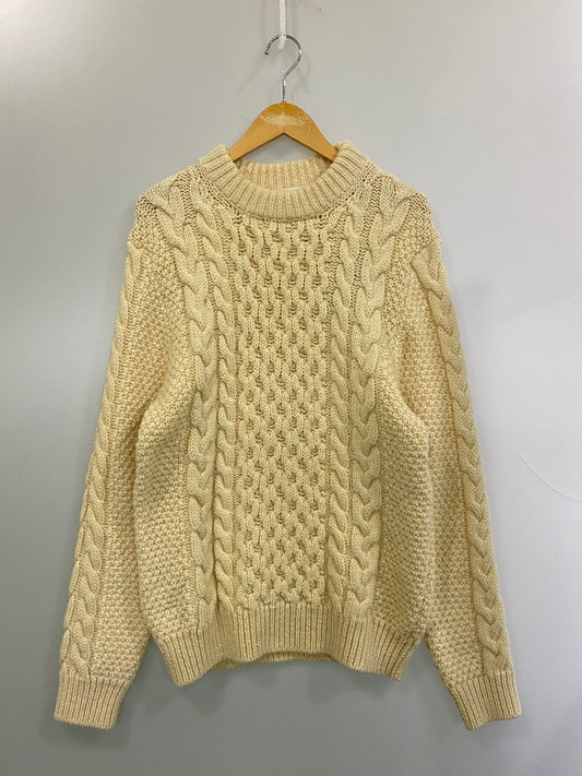 【中古品】【メンズ】 SAINT LAURENT サンローラン CABLE KNIT SWEATER ケーブルニットセーター アランセーター メンズ トップス ニット 141-260227-em-27-min サイズ：L カラー：アイボリー 万代Net店