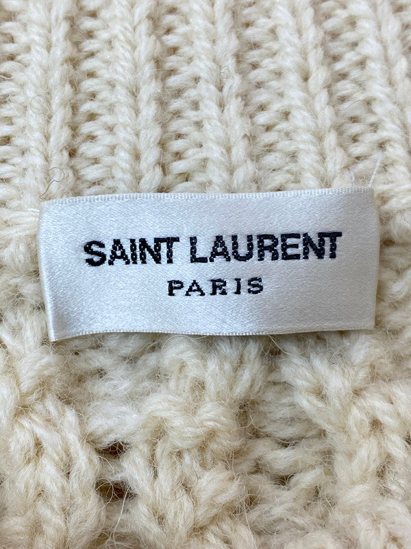【中古品】【メンズ】 SAINT LAURENT サンローラン CABLE KNIT SWEATER ケーブルニットセーター アランセーター メンズ トップス ニット 141-260227-em-27-min サイズ：L カラー：アイボリー 万代Net店