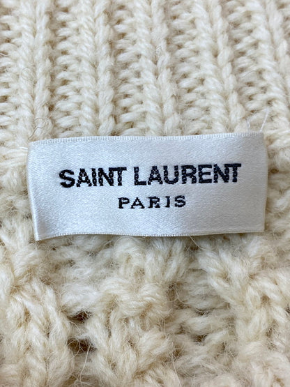 【中古品】【メンズ】 SAINT LAURENT サンローラン CABLE KNIT SWEATER ケーブルニットセーター アランセーター メンズ トップス ニット 141-260227-em-27-min サイズ：L カラー：アイボリー 万代Net店
