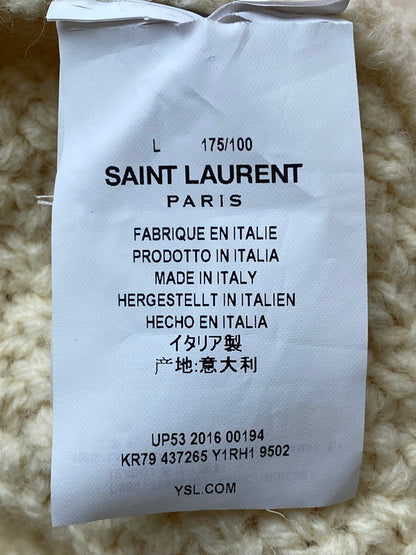 【中古品】【メンズ】 SAINT LAURENT サンローラン CABLE KNIT SWEATER ケーブルニットセーター アランセーター メンズ トップス ニット 141-260227-em-27-min サイズ：L カラー：アイボリー 万代Net店