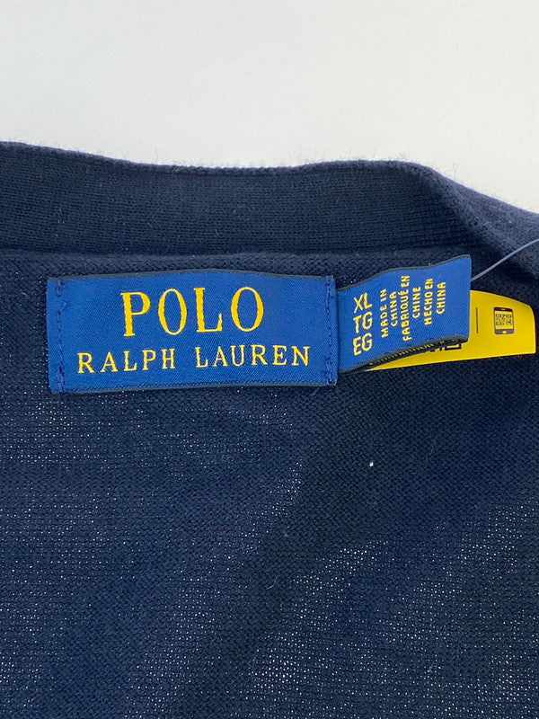 【中古品】【メンズ】 POLO RALPH LAUREN ポロ・ラルフローレン V NECK CARDIGAN Vネック カーディガン メンズ トップス 長袖 147-260311-em-38-min サイズ：XL カラー：ネイビー 万代Net店