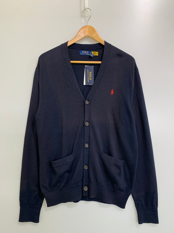 【中古品】【メンズ】 POLO RALPH LAUREN ポロ・ラルフローレン V-NECK COTTON CARDIGAN コットン カーディガン 147-260615-kt-09-min カラー：ネイビー 万代Net店