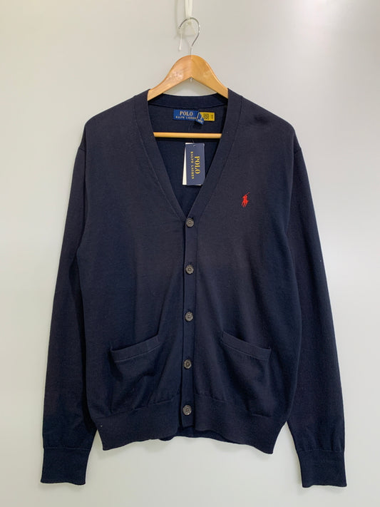 【中古品】【メンズ】 POLO RALPH LAUREN ポロ・ラルフローレン V-NECK COTTON CARDIGAN コットン カーディガン 147-260615-kt-09-min カラー：ネイビー 万代Net店