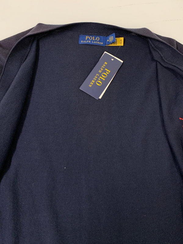 【中古品】【メンズ】 POLO RALPH LAUREN ポロ・ラルフローレン V-NECK COTTON CARDIGAN コットン カーディガン 147-260615-kt-09-min カラー：ネイビー 万代Net店