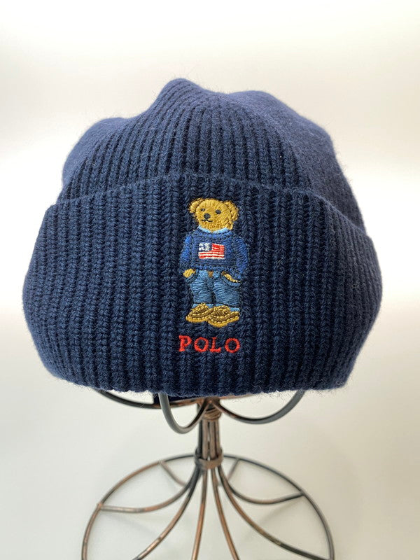 【中古美品】【メンズ】 POLO RALPH LAUREN ポロ・ラルフローレン ポロベア BEANIE ビーニー ニット帽 帽子 185-260305-AS-52-min カラー：ネイビー 万代Net店