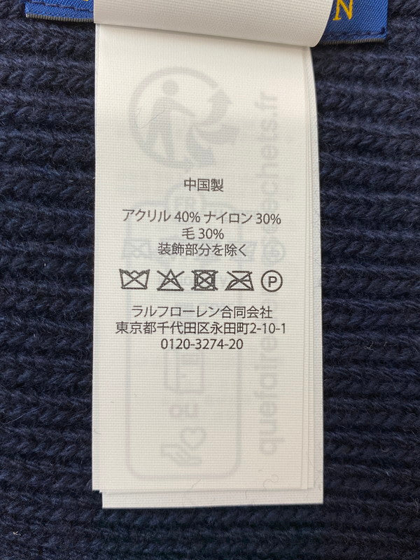【中古美品】【メンズ】 POLO RALPH LAUREN ポロ・ラルフローレン ポロベア BEANIE ビーニー ニット帽 帽子 185-260305-AS-52-min カラー：ネイビー 万代Net店
