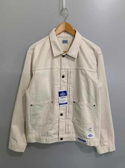 【中古品】【メンズ】 UNION HERCULESMADE ユニオンヘラクレスメイド DENIM JKT HE251L02 デニムジャケット アウター 145-260228-SH-16-min サイズ：38 カラー：ホワイト系 万代Net店