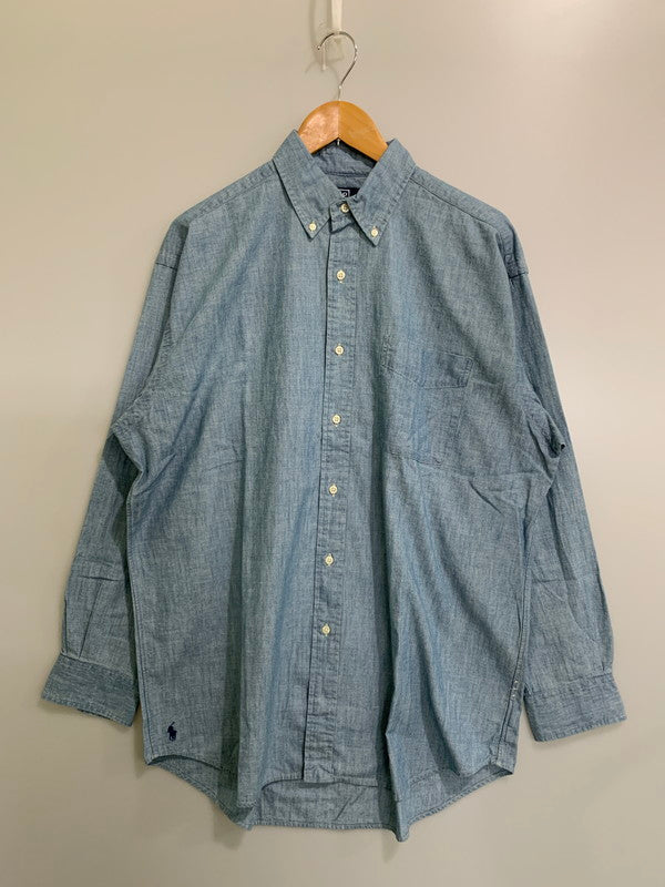【中古品】【メンズ】 POLO RALPH LAUREN ポロ・ラルフローレン LONG SLEEVE SPORT SHIRT MNPOWOV16822243 ロングスリーブ スポーツシャツ トップス 147-260228-SH-23-min サイズ：M カラー：ブルー系 万代Net店