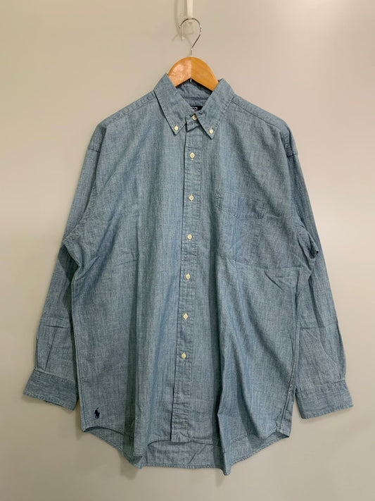 【中古品】【メンズ】 POLO RALPH LAUREN ポロ・ラルフローレン LONG SLEEVE SPORT SHIRT MNPOWOV16822243 ロングスリーブ スポーツシャツ トップス 147-260228-SH-23-min サイズ：M カラー：ブルー系 万代Net店