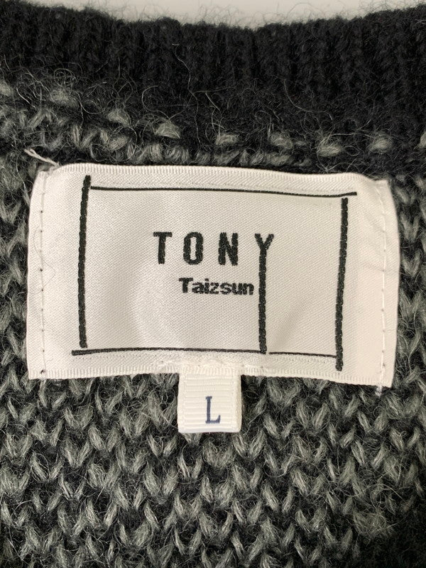 【中古品】【メンズ】 TONY TAIZSUN トニータイズサン MARBLE MOHAIR KNIT CREW 25FW-018 マーブル モヘアニット クルー トップス 140-260228-SH-10-min サイズ：L カラー：ブラック/グレー 万代Net店