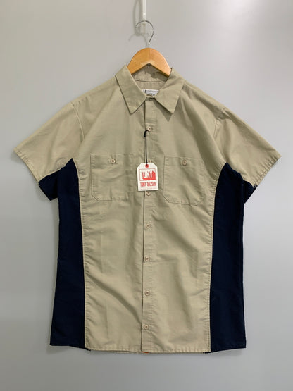 【中古品】【メンズ】 TONY TAIZSUN トニータイズサン 24SM TONY WORK SHIRTS トニーワークシャツ メンズ 半袖 140-260704-hu-01-min サイズ：Ｌ カラー：ベージュ/ネイビー 万代Net店