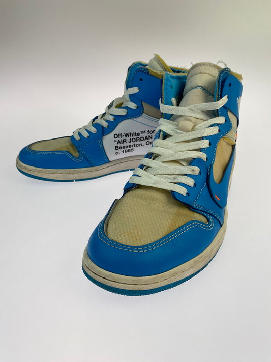 【中古品】【メンズ】 NIKE ナイキ × OFF-WHITE オフホワイト AIR JORDAN 1 HIGH UNC AQ0818-148 エアジョーダン1 ハイ UNC メンズ シューズ 靴 スニーカー 160-260227-em-68-min サイズ：27.0cm カラー：WHITE DARK POWDER BLUE 万代Net店