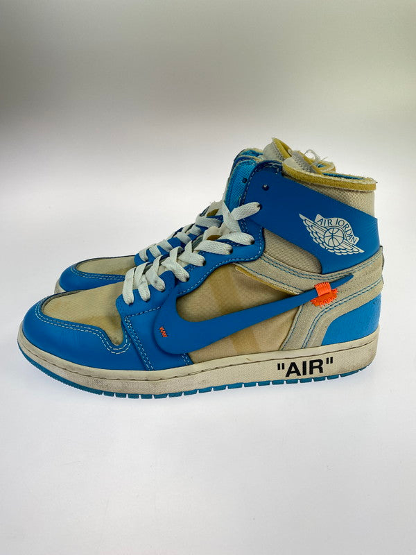 【中古品】【メンズ】 NIKE ナイキ × OFF-WHITE オフホワイト AIR JORDAN 1 HIGH UNC AQ0818-148 エアジョーダン1 ハイ UNC メンズ シューズ 靴 スニーカー 160-260227-em-68-min サイズ：27.0cm カラー：WHITE DARK POWDER BLUE 万代Net店