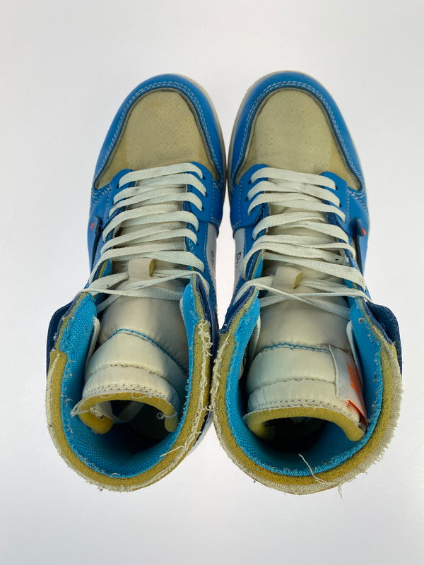 【中古品】【メンズ】 NIKE ナイキ × OFF-WHITE オフホワイト AIR JORDAN 1 HIGH UNC AQ0818-148 エアジョーダン1 ハイ UNC メンズ シューズ 靴 スニーカー 160-260227-em-68-min サイズ：27.0cm カラー：WHITE DARK POWDER BLUE 万代Net店