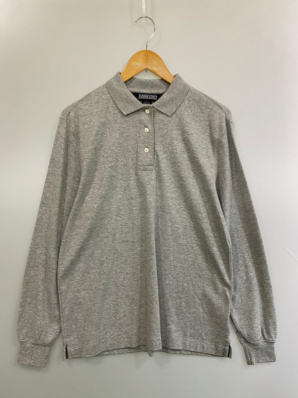 【中古品】【メンズ】 LANDS'END ライズエンド 90S LS POLO SHIRT 90年代 長袖 ポロシャツ トップス 146-260626-jt-03-min サイズ：M カラー：グレー 万代Net店