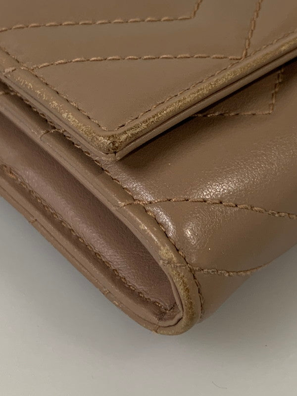 【中古品】【レディース】 GUCCI グッチ GGマーモント コンチネンタル ウォレット 443436 キルティング レザー 長財布 レディース 181-260303-em-17-min カラー：ベージュ 万代Net店