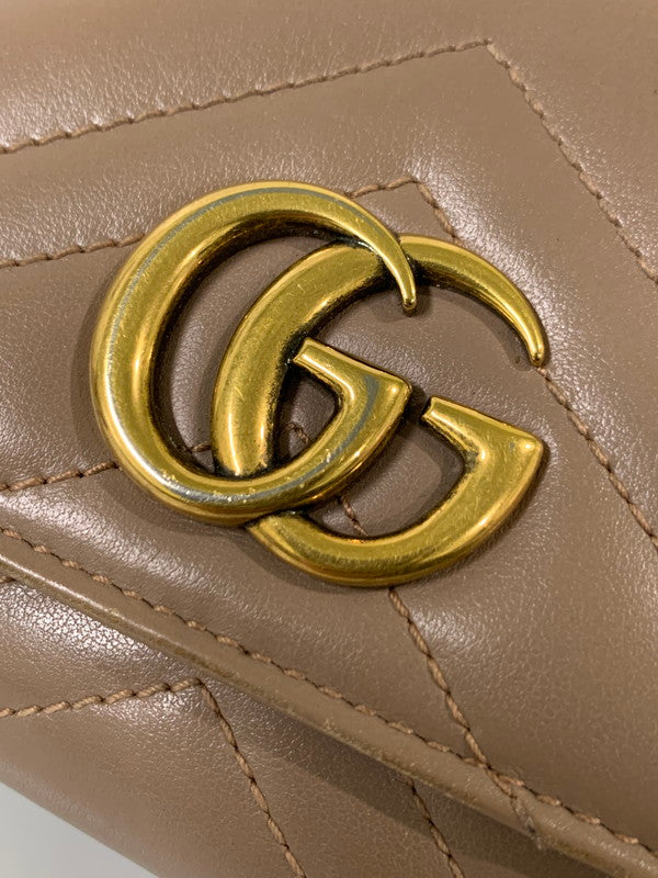 【中古品】【レディース】 GUCCI グッチ GGマーモント コンチネンタル ウォレット 443436 キルティング レザー 長財布 レディース 181-260303-em-17-min カラー：ベージュ 万代Net店