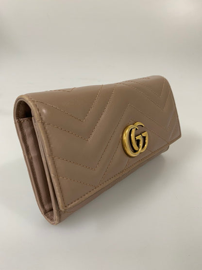 【中古品】【レディース】 GUCCI グッチ GGマーモント コンチネンタル ウォレット 443436 キルティング レザー 長財布 レディース 181-260303-em-17-min カラー：ベージュ 万代Net店