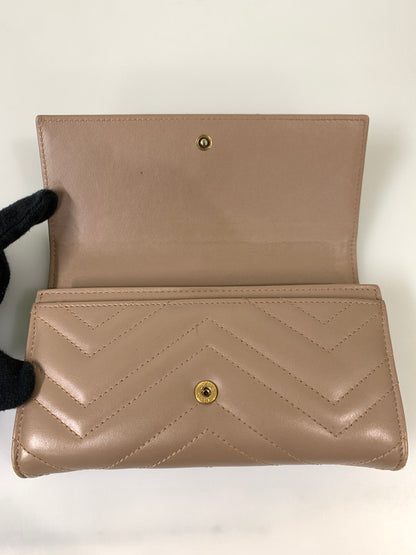【中古品】【レディース】 GUCCI グッチ GGマーモント コンチネンタル ウォレット 443436 キルティング レザー 長財布 レディース 181-260303-em-17-min カラー：ベージュ 万代Net店