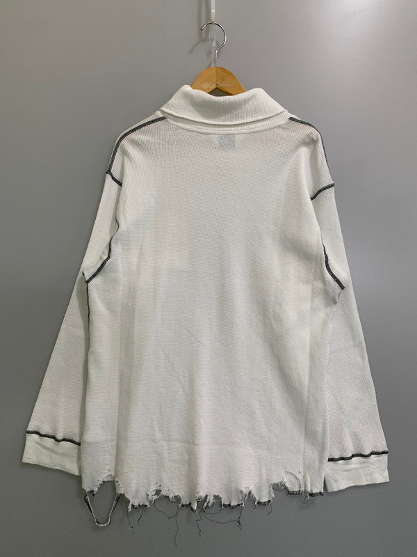【中古美品】【メンズ】 ANCELLM アンセルム ANC-CT135 DAMAGE WAFFLE HI-NECK LS T-SHIRT ワッフル ハイネック 長袖Tシャツ ロングスリーブ 140-260305-As-28-min サイズ：2 カラー：ホワイト 万代Net店