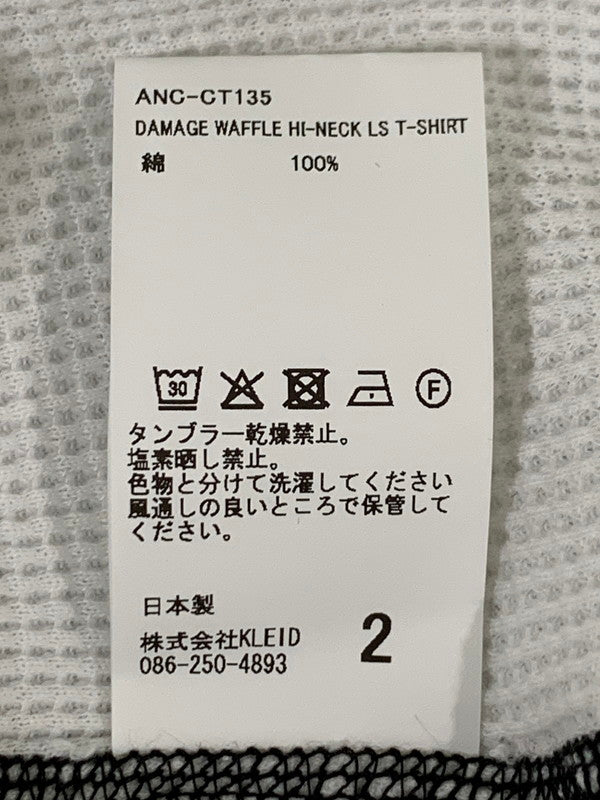【中古美品】【メンズ】 ANCELLM アンセルム ANC-CT135 DAMAGE WAFFLE HI-NECK LS T-SHIRT ワッフル ハイネック 長袖Tシャツ ロングスリーブ 140-260305-As-28-min サイズ：2 カラー：ホワイト 万代Net店