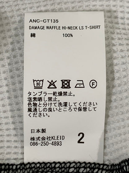 【中古美品】【メンズ】 ANCELLM アンセルム ANC-CT135 DAMAGE WAFFLE HI-NECK LS T-SHIRT ワッフル ハイネック 長袖Tシャツ ロングスリーブ 140-260305-As-28-min サイズ：2 カラー：ホワイト 万代Net店