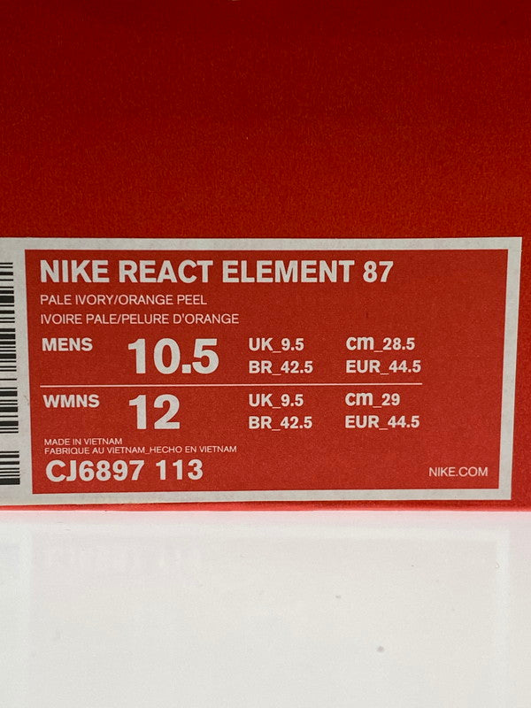 【未使用品】【メンズ】 NIKE ナイキ CJ6897-113 REACT ELEMENT 87 靴 シューズ スニーカー 160-260301-AS-3-min サイズ：28.5cm カラー：PALE IVORY/ORANGE PEEL 万代Net店