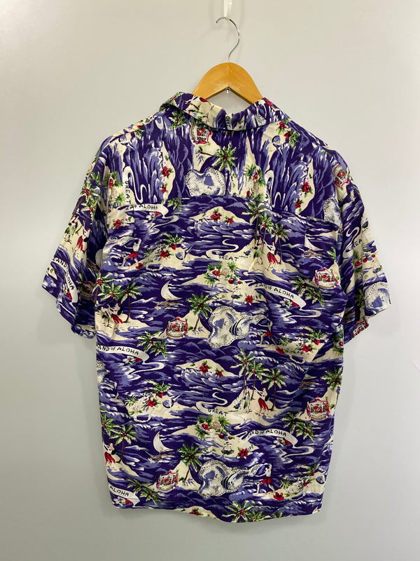 【中古品】【メンズ】 CITY CATS シティキャッツ HAWAIIAN SHIRT ハワイアン シャツ トップス 146-260626-jt-08-min サイズ：M カラー：パープル系 万代Net店
