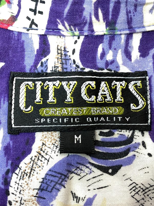【中古品】【メンズ】 CITY CATS シティキャッツ HAWAIIAN SHIRT ハワイアン シャツ トップス 146-260626-jt-08-min サイズ：M カラー：パープル系 万代Net店