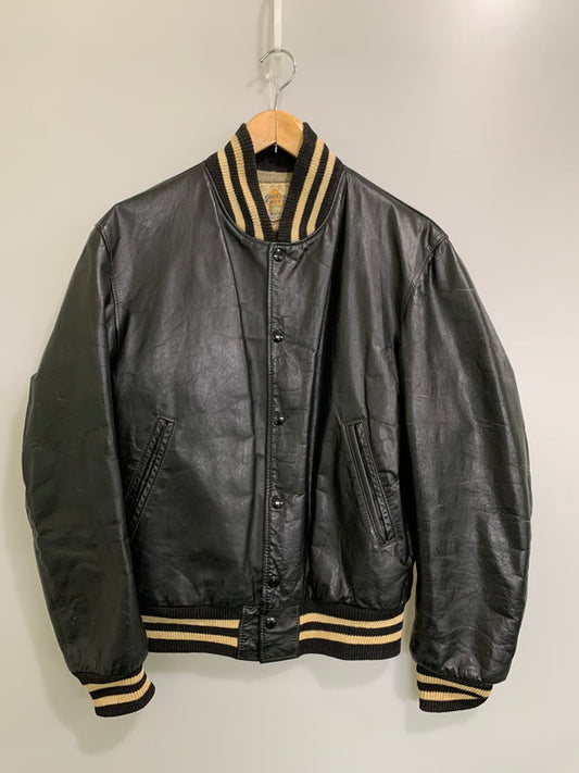 【現状渡し品】【メンズ】 Golden Bear ゴールデンベア FULL LEATHER LEATHER STADIUM JACKET フルレザー スタジアムジャケット アウター 146-260228-SH-21-min サイズ：M カラー：ブラック 万代Net店
