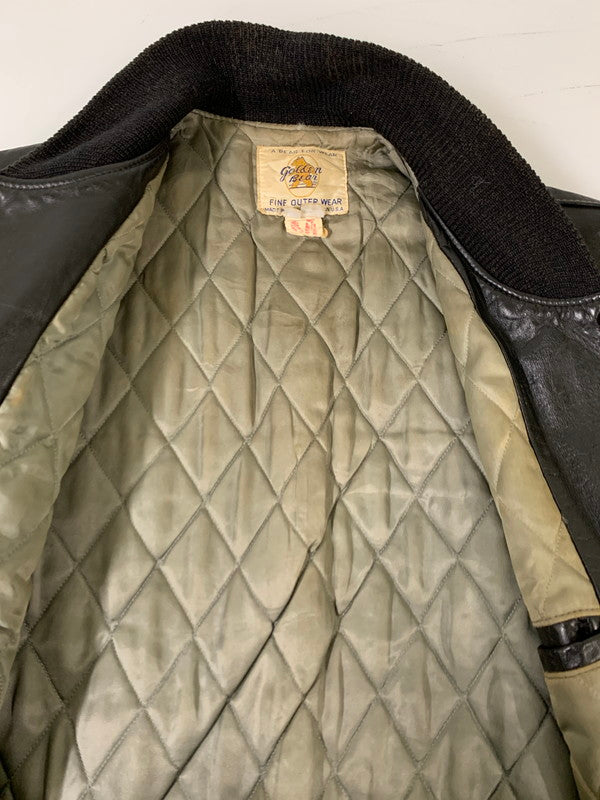 【現状渡し品】【メンズ】 Golden Bear ゴールデンベア FULL LEATHER LEATHER STADIUM JACKET フルレザー スタジアムジャケット アウター 146-260228-SH-21-min サイズ：M カラー：ブラック 万代Net店