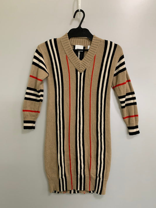 【中古品】【メンズ】 BURBERRY バーバリー LONDON ENGLAND ロンドン イングランド ニットワンピース トップス 173-260312-SH-17-min サイズ：8Y 128cm カラー：ベージュ系 マルチカラー 万代Net店