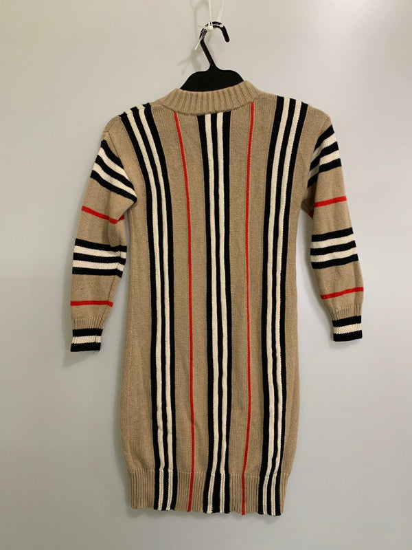 【中古品】【メンズ】 BURBERRY バーバリー LONDON ENGLAND ロンドン イングランド ニットワンピース トップス 173-260312-SH-17-min サイズ：8Y 128cm カラー：ベージュ系 マルチカラー 万代Net店
