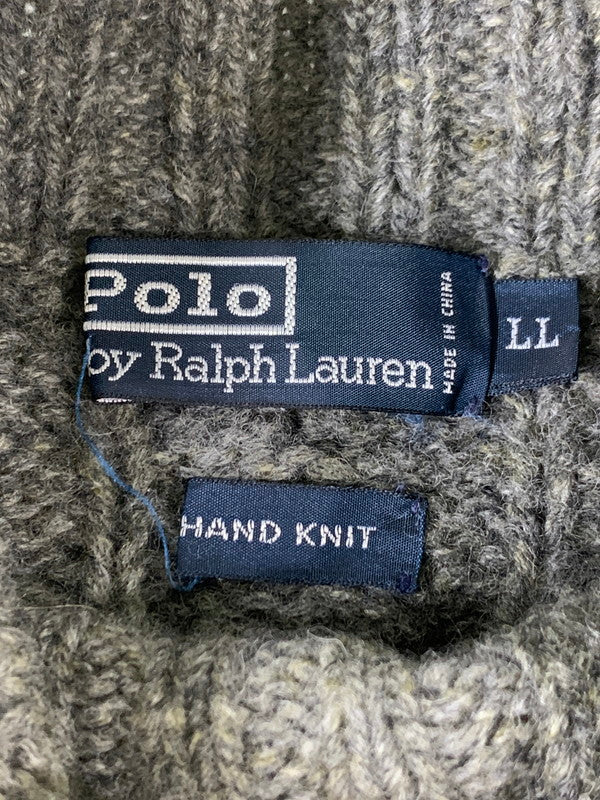 【中古品】【メンズ】 POLO RALPH LAUREN ポロ・ラルフローレン 90S HI NECKCABLE KNIT SWEATER ハイネック ケーブル ニット セーター 146-260305-As-21-min サイズ：LL カラー：グレー 万代Net店