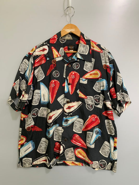 【中古品】【メンズ】 HARLEY DAVIDSON ハーレーダビッドソン 90’s S/S RAYON SHIRT 90年代 ショートスリーブ レーションシャツ トップス 146-260302-SH-16-min サイズ：L カラー：マルチカラー 万代Net店