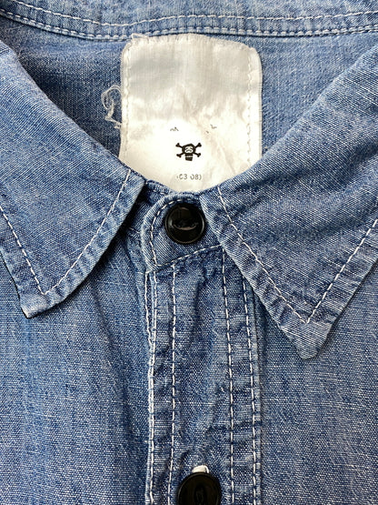 【中古品】【メンズ】 STUSSY ステューシー DENIM SHIRT SENDAI CHAPT LIMITED デニムシャツ 仙台チャプト 長袖シャツ トップス 142-260626-yn-33-min サイズ：L カラー：インディゴ 万代Net店