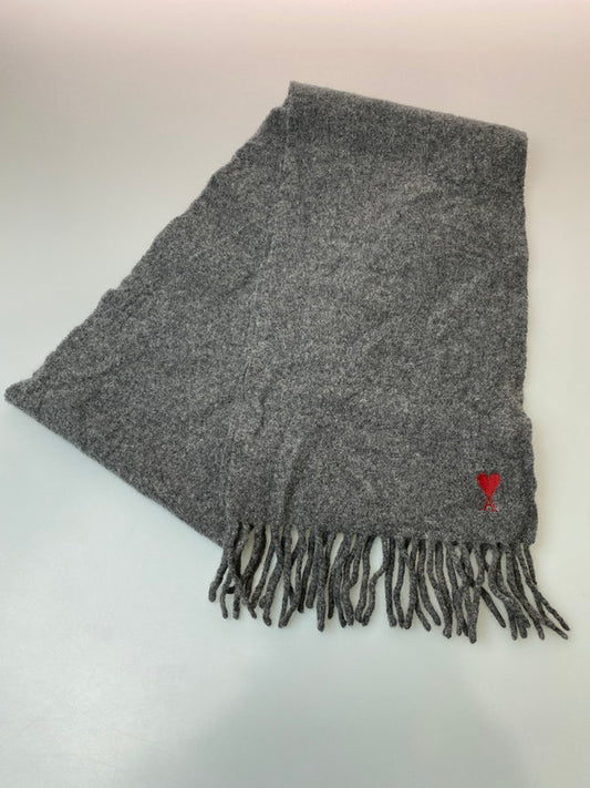 【中古品】【メンズ/レディース】 AMI PARIS アミパリス LOGO MUFFLER マフラー 187-260305-AS-55-min カラー：グレー 万代Net店