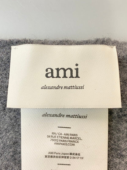【中古品】【メンズ/レディース】 AMI PARIS アミパリス LOGO MUFFLER マフラー 187-260305-AS-55-min カラー：グレー 万代Net店