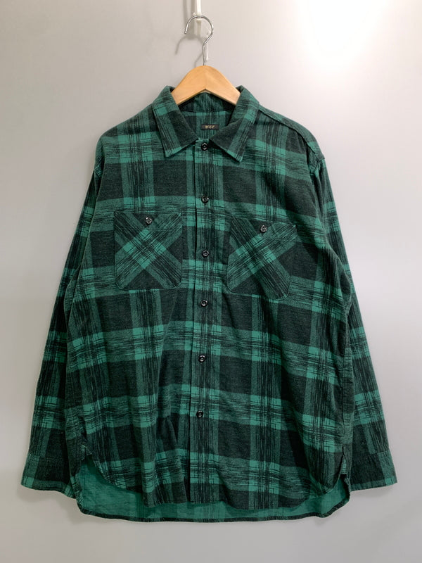 【中古品】【メンズ】 WILD LIFE ワイルド ライフ TAILOR CHECK OPEN COLLAR SHIRT GREEN テイラー チェック オープン カラー シャツ メンズ 長袖 シャツ トップス 140-260731-em-53-min サイズ：Ｌ カラー：グリーン系 万代Net店