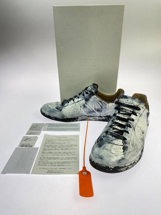 【中古品】【メンズ】 MAISON MARGIELA メゾンマルジェラ REPLICA GERMAN TRAINER S37WS0566 レプリカ ジャーマントレーナー スニーカー靴 162-260306-jt-05-min サイズ：43 カラー：ブラック/ホワイト 万代Net店