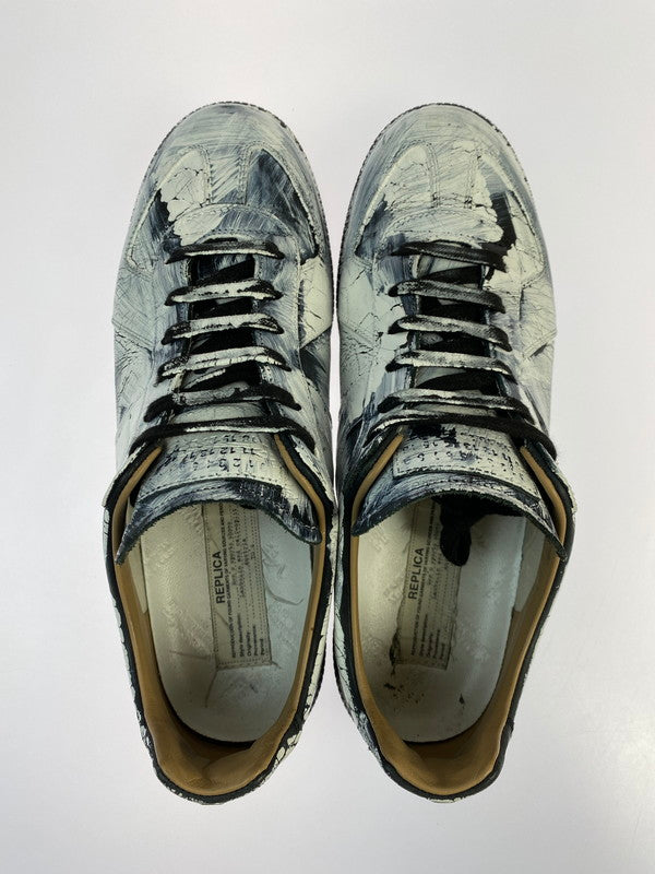 【中古品】【メンズ】 MAISON MARGIELA メゾンマルジェラ REPLICA GERMAN TRAINER S37WS0566 レプリカ ジャーマントレーナー スニーカー靴 162-260306-jt-05-min サイズ：43 カラー：ブラック/ホワイト 万代Net店